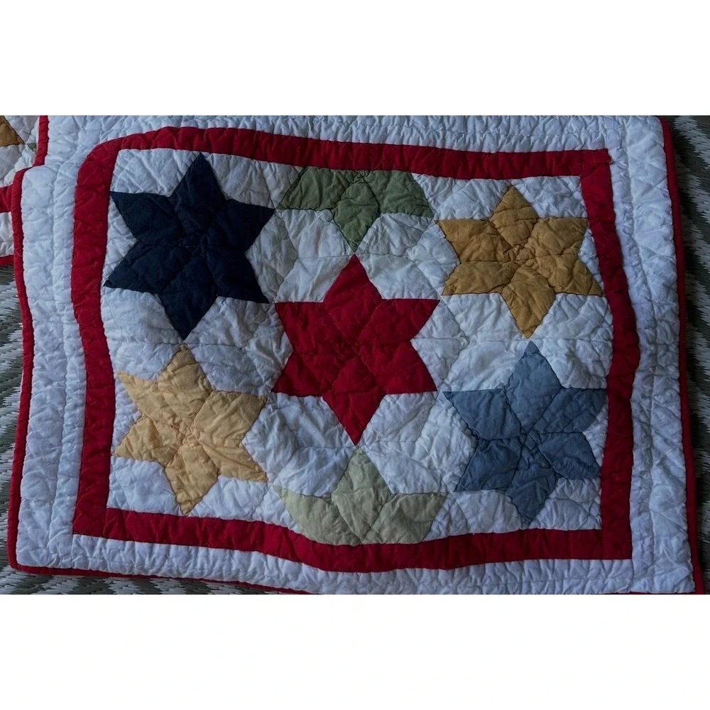 Pair Of Pottery Barn Cosmic Stars Vintage Quilted Set Of Shams Standard